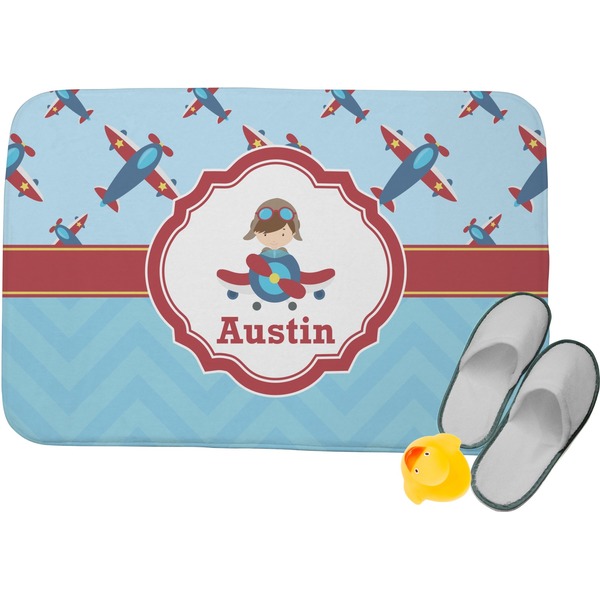 Custom Airplane Theme Memory Foam Bath Mat (Personalized)