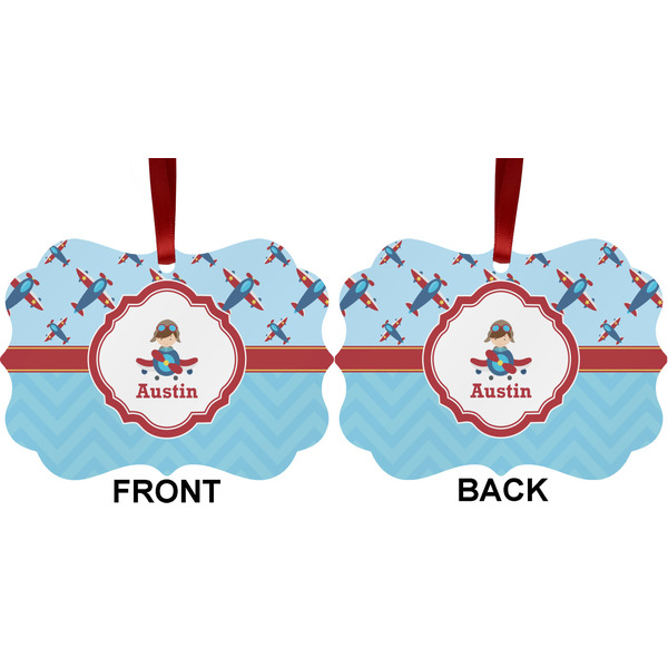 Airplane Theme Metal Benilux Ornament - Front and Back (APPROVAL)