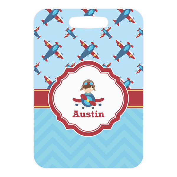 Airplane Theme Metal Luggage Tag - Front Without Strap
