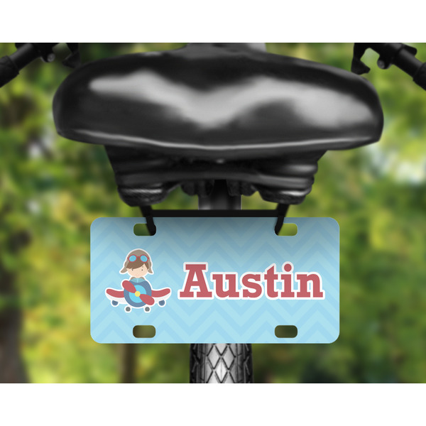 Airplane Theme Mini License Plate on Bicycle