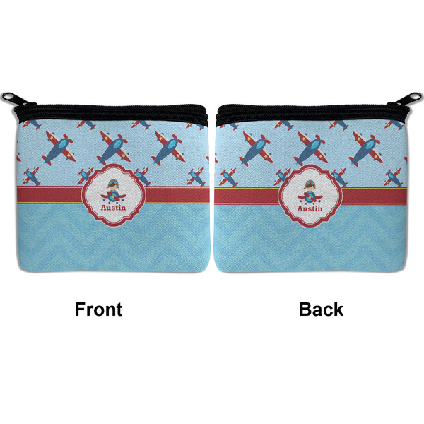 Airplane Theme Neoprene Coin Purse - Front & Back (APPROVAL)