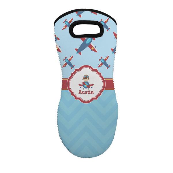 Custom Airplane Theme Neoprene Oven Mitt - Single w/ Name or Text