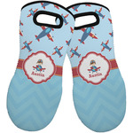 Airplane Theme Neoprene Oven Mitts - Set of 2 w/ Name or Text