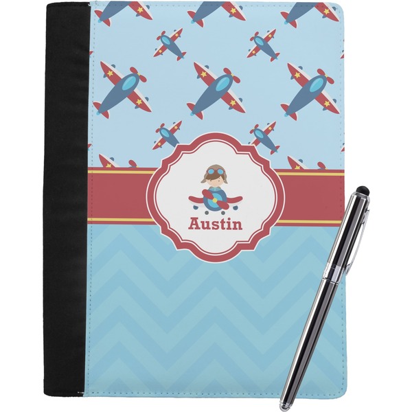 Custom Airplane Theme Notebook Padfolio - Large w/ Name or Text