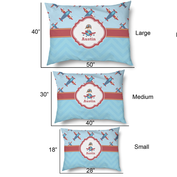 Airplane Theme Outdoor Dog Beds - SIZE CHART