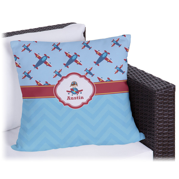 Custom Airplane Theme Outdoor Pillow - 18" (Personalized)