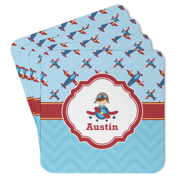 Custom Airplane Theme Paper Coasters w/ Name or Text