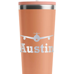 Airplane Theme RTIC Everyday Tumbler with Straw - 28oz - Peach - Double-Sided (Personalized)