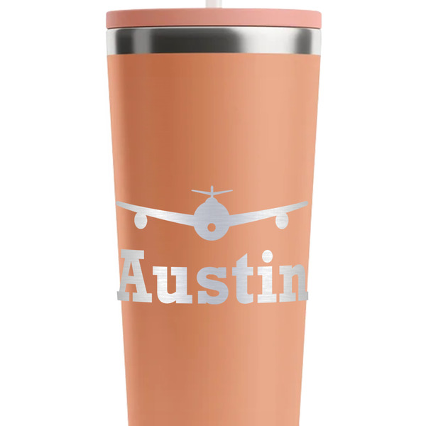 Airplane Theme Peach RTIC Everyday Tumbler - 28 oz. - Close Up