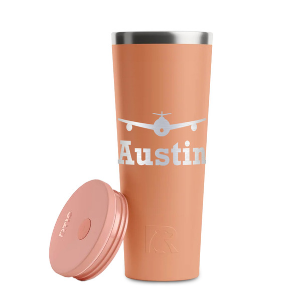 Airplane Theme Peach RTIC Everyday Tumbler - 28 oz. - Lid Off