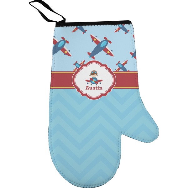 Custom Airplane Theme Right Oven Mitt (Personalized)