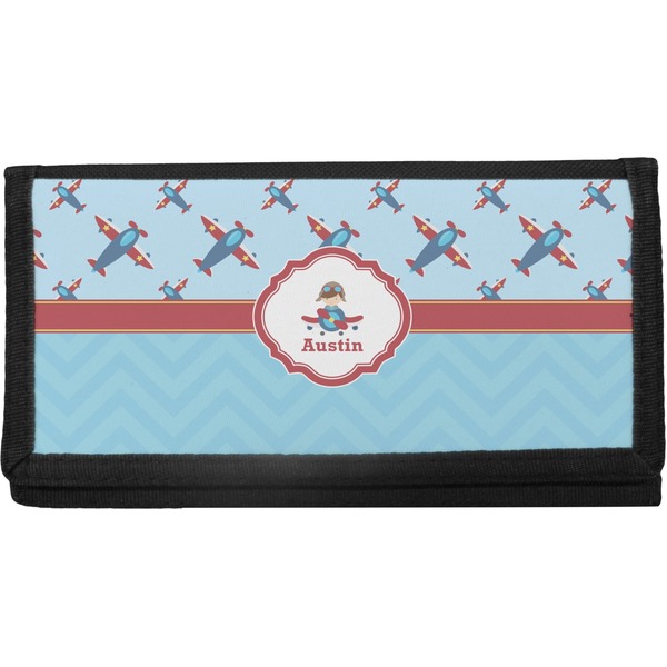 Custom Airplane Theme Canvas Checkbook Cover (Personalized)