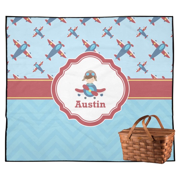 Custom Airplane Theme Outdoor Picnic Blanket (Personalized)