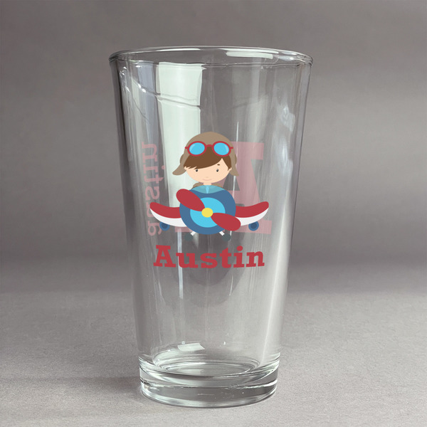 Custom Airplane Theme Pint Glass - Full Color Logo (Personalized)