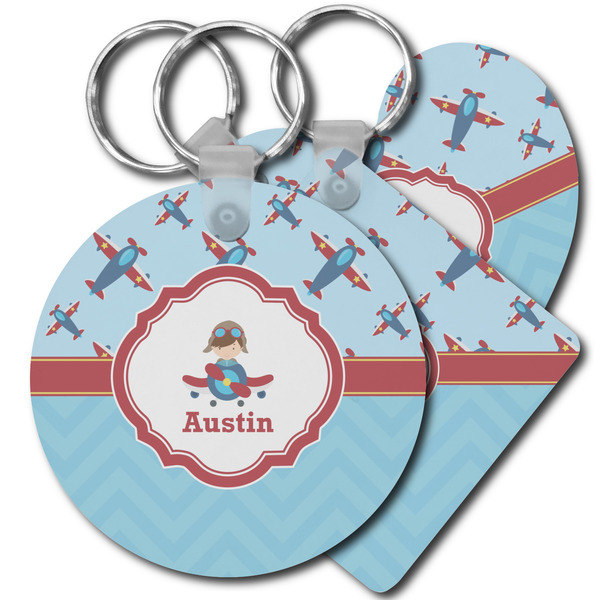 Custom Airplane Theme Plastic Keychain (Personalized)