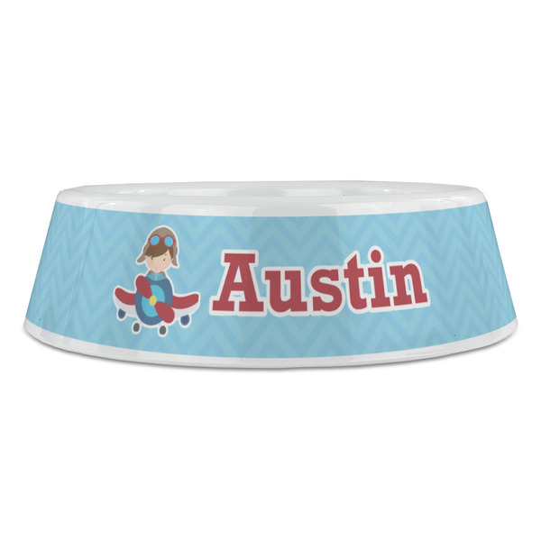 Airplane Theme Plastic Pet Bowls - Large - FRONT