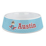 Airplane Theme Plastic Dog Bowl - Large (Personalized)