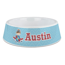 Airplane Theme Plastic Dog Bowl - Large (Personalized)
