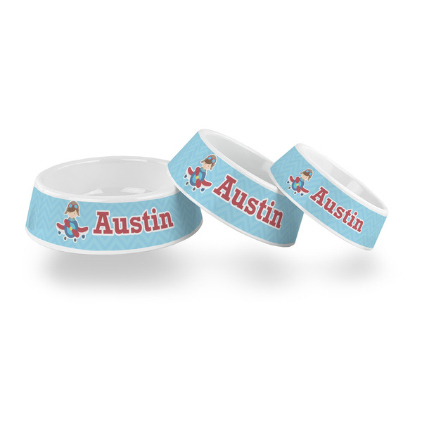 Airplane Theme Plastic Pet Bowls - PARENT MAIN