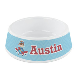 Airplane Theme Plastic Dog Bowl - Small (Personalized)
