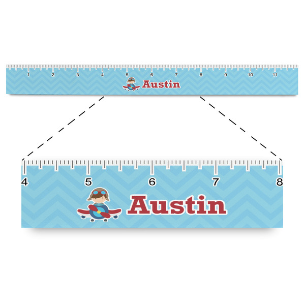 Custom Airplane Theme Plastic Ruler - 12" (Personalized)