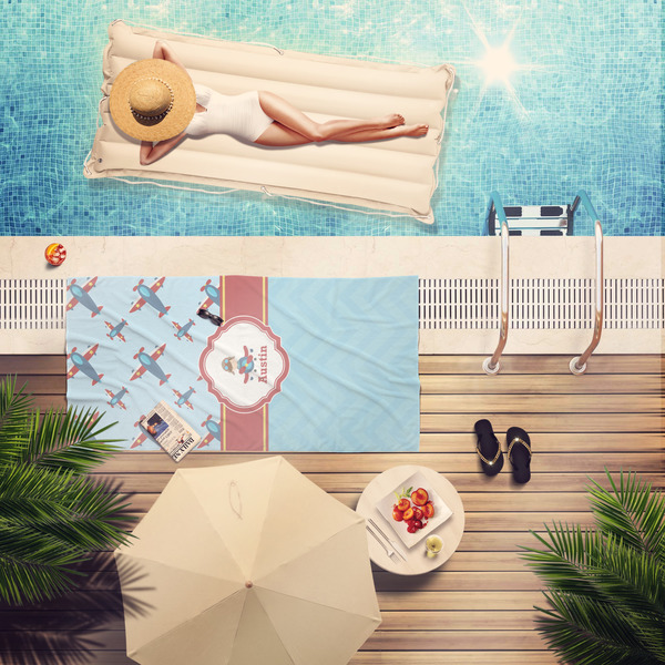 Airplane Theme Pool Towel Lifestyle