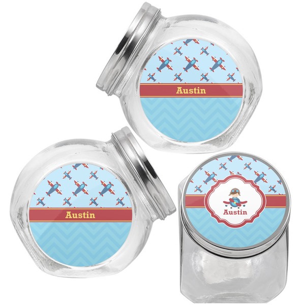 Airplane Theme Puppy Treat Jar - Top Left Right
