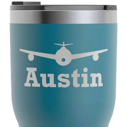 Airplane Theme RTIC Tumbler - Dark Teal - Laser Engraved - Double-Sided (Personalized)
