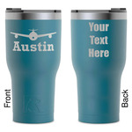 Airplane Theme RTIC Tumbler - Dark Teal - Laser Engraved - Double-Sided (Personalized)