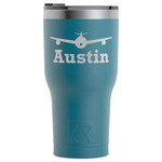 Airplane Theme RTIC Tumbler - Dark Teal - Laser Engraved - Single-Sided (Personalized)