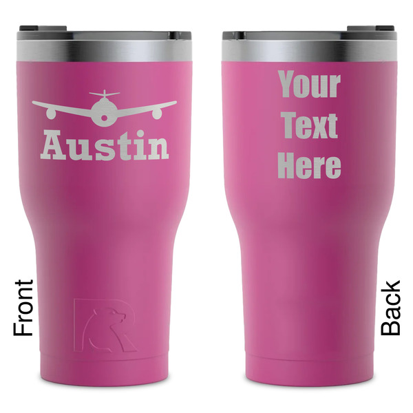 Custom Airplane Theme RTIC Tumbler - Magenta - Laser Engraved - Double-Sided (Personalized)