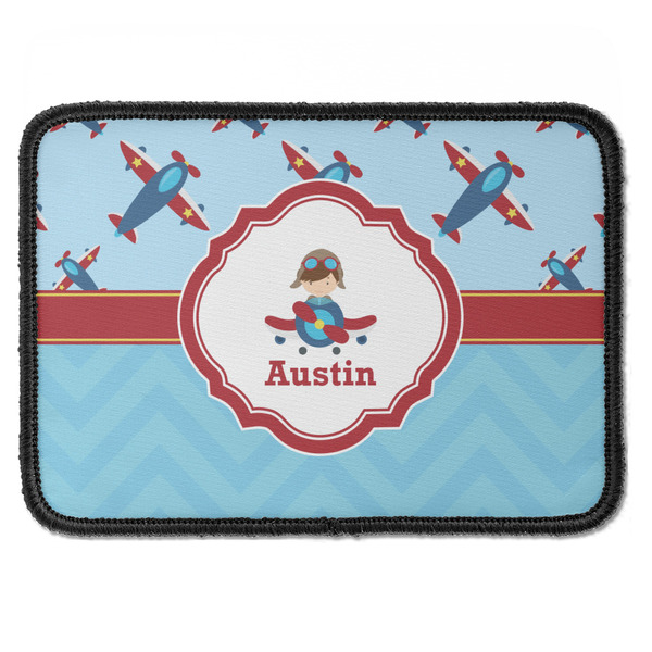 Custom Airplane Theme Iron On Rectangle Patch w/ Name or Text