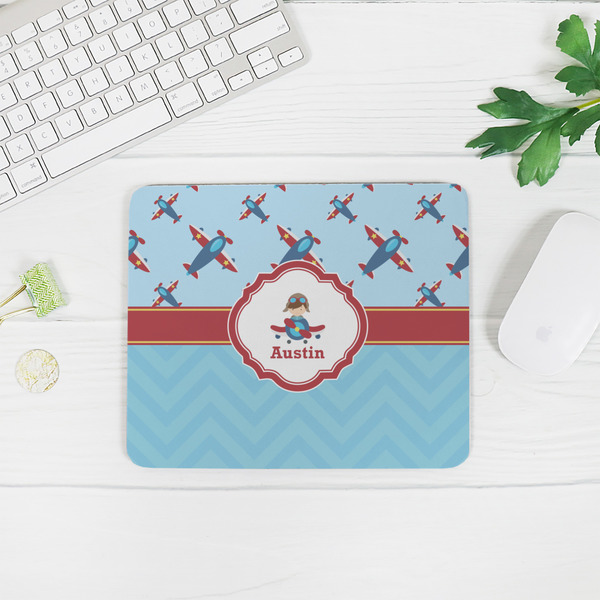 Airplane Theme Rectangular Mouse Pad - LIFESTYLE 2