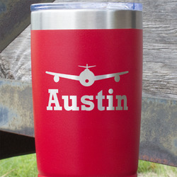 Airplane Theme 20 oz Stainless Steel Tumbler - Red - Double Sided (Personalized)