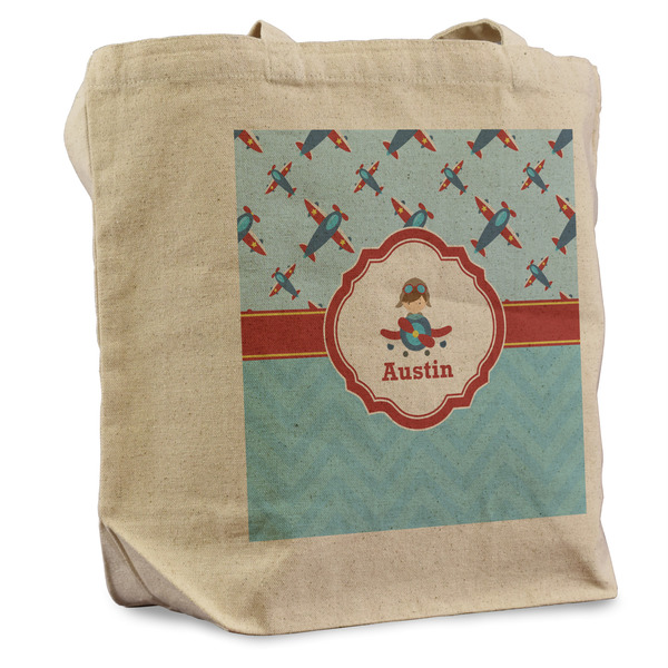 Custom Airplane Theme Reusable Cotton Grocery Bag - Single (Personalized)