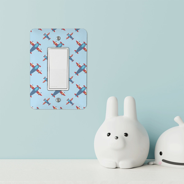 Airplane Theme Rocker Light Switch Covers - Single - IN CONTEXT