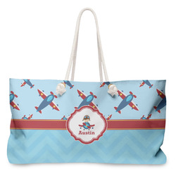 Airplane Theme Large Tote Bag with Rope Handles (Personalized)
