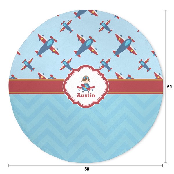 Airplane Theme Round Area Rug - Size