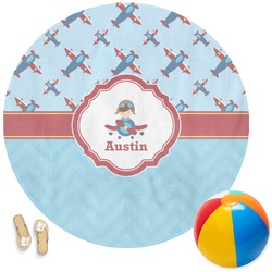 Airplane Theme Round Beach Towel (Personalized)
