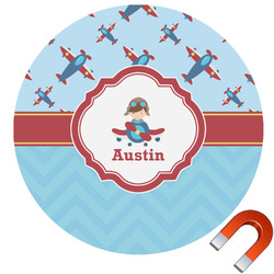 Airplane Theme Round Car Magnet - 6" (Personalized)