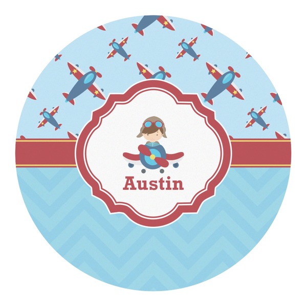 Custom Airplane Theme Round Decal - Small (Personalized)