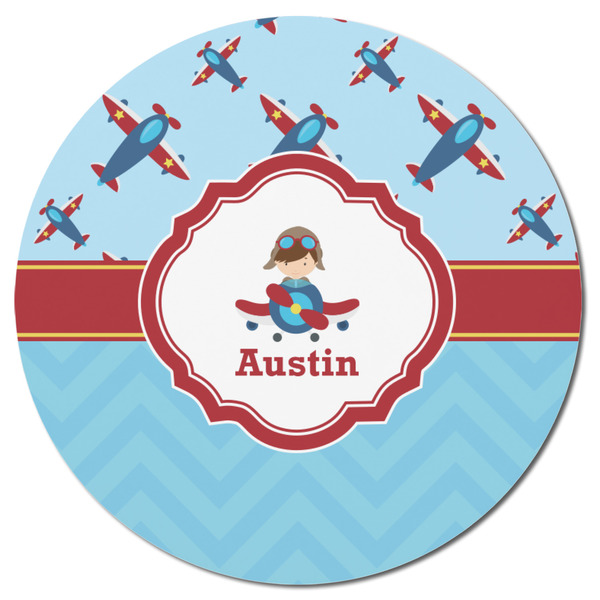 Airplane Theme Round Fridge Magnet - FRONT