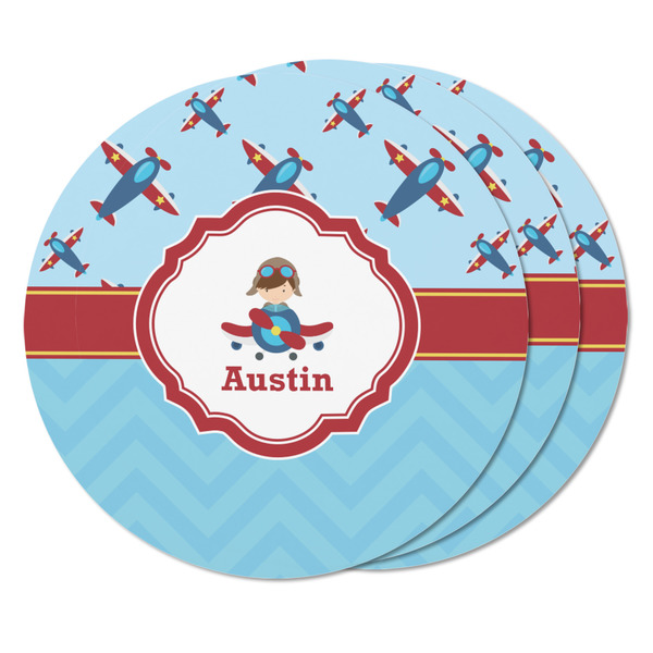 Airplane Theme Round Fridge Magnet - THREE