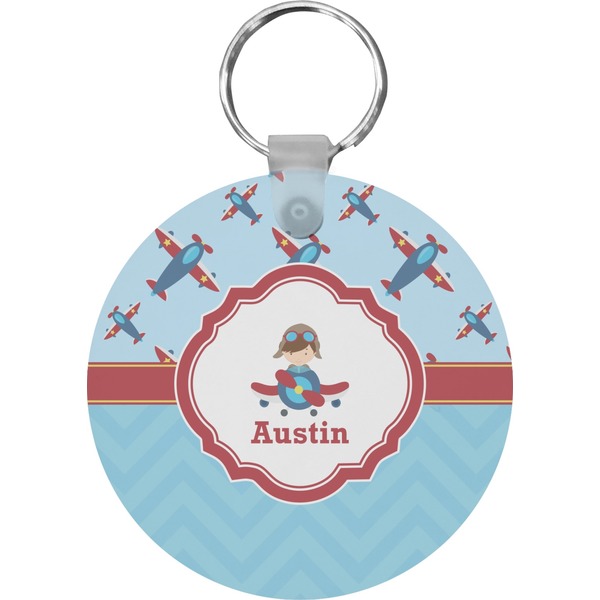 Airplane Theme Round Keychain (Personalized)