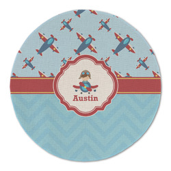 Airplane Theme Round Linen Placemat - Single Sided (Personalized)