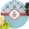 Airplane Theme Round Linen Placemats - Front (w flowers)