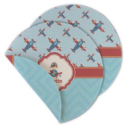 Airplane Theme Round Linen Placemat - Double Sided (Personalized)