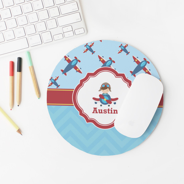 Airplane Theme Round Mousepad - LIFESTYLE 2