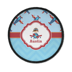 Airplane Theme Iron On Round Patch w/ Name or Text