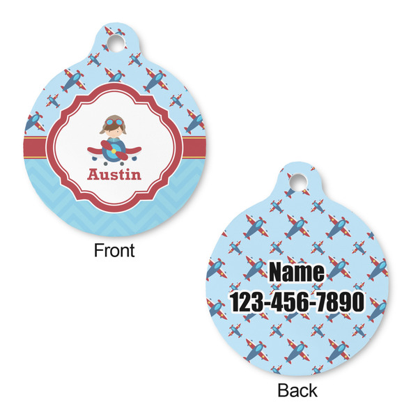 Airplane Theme Round Pet ID Tag - Large - Approval